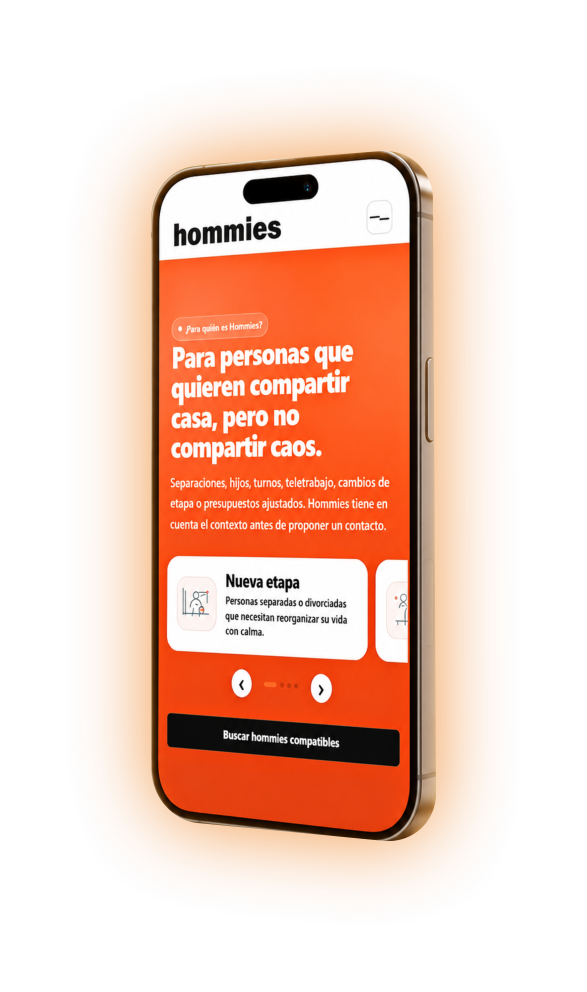 Aplicación Hommies mostrando perfiles compatibles